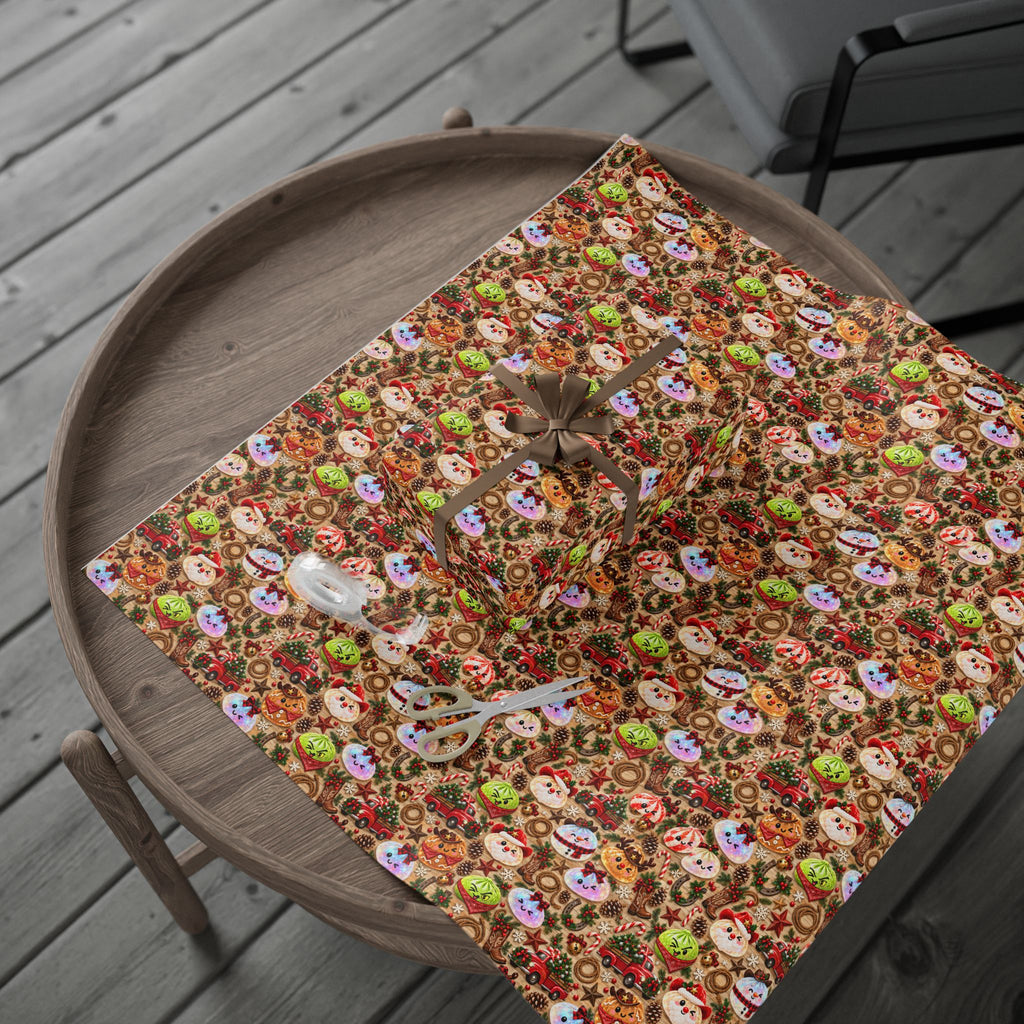 Christmas Gingerbread Pattern Wrapping Paper Roll — Festive Holiday Gift Wrap
