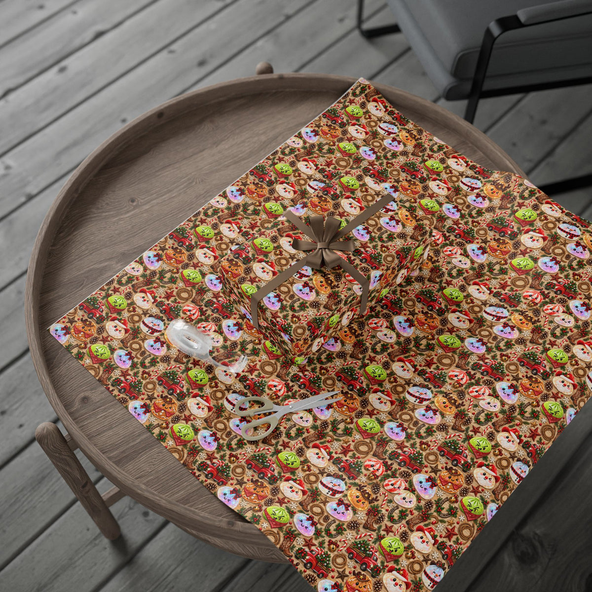Christmas Gingerbread Pattern Wrapping Paper Roll — Festive Holiday Gift Wrap