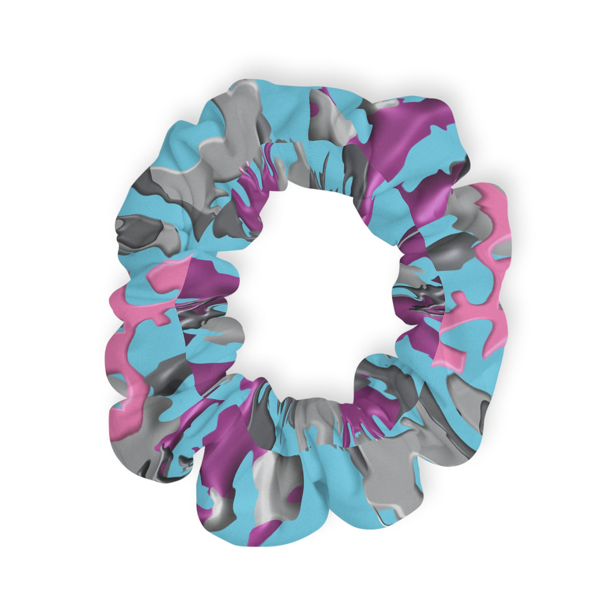 Blue Pink Gray Camo Scrunchie