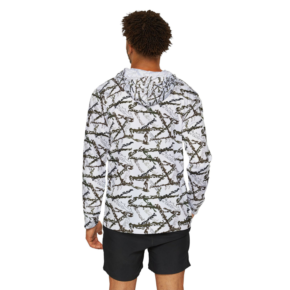 White (Hand drawn) Camo  Fishing Hoodie