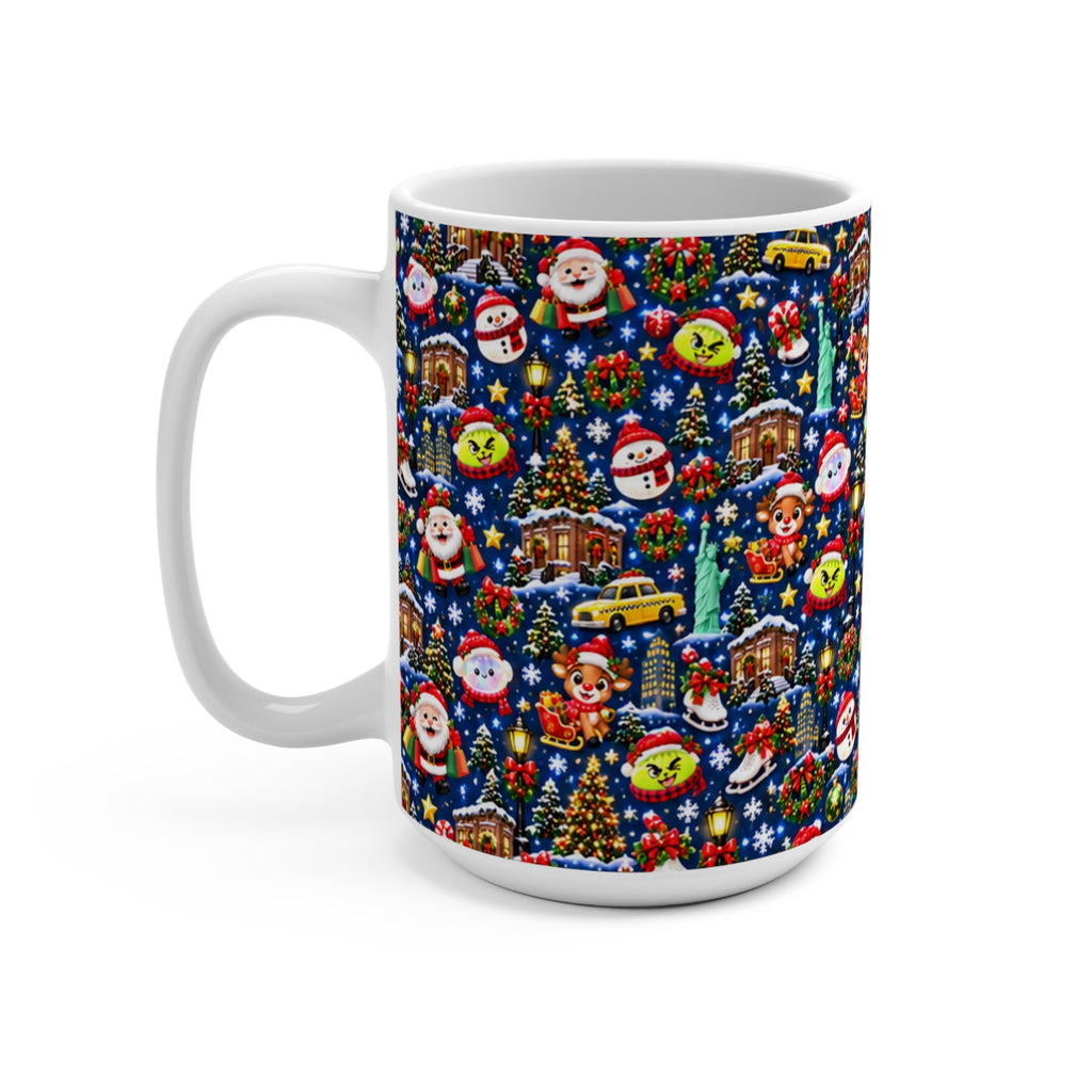 NY Squishy Christmas 15oz  Holiday Mug