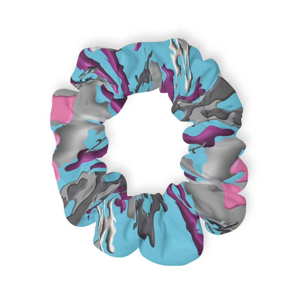 Blue Pink Gray Camo Scrunchie