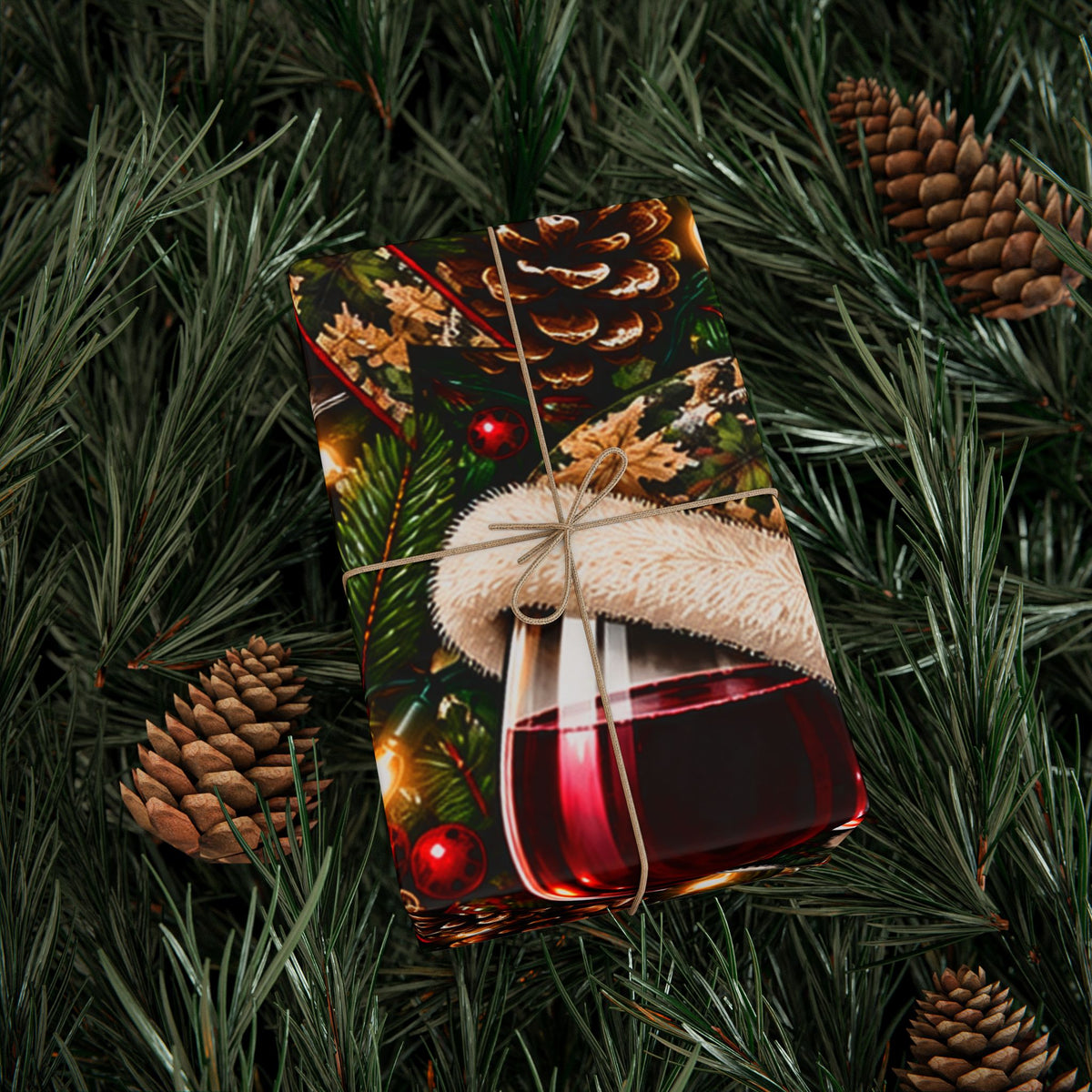 Christmas WINE and CAMO Wrapping Paper Roll