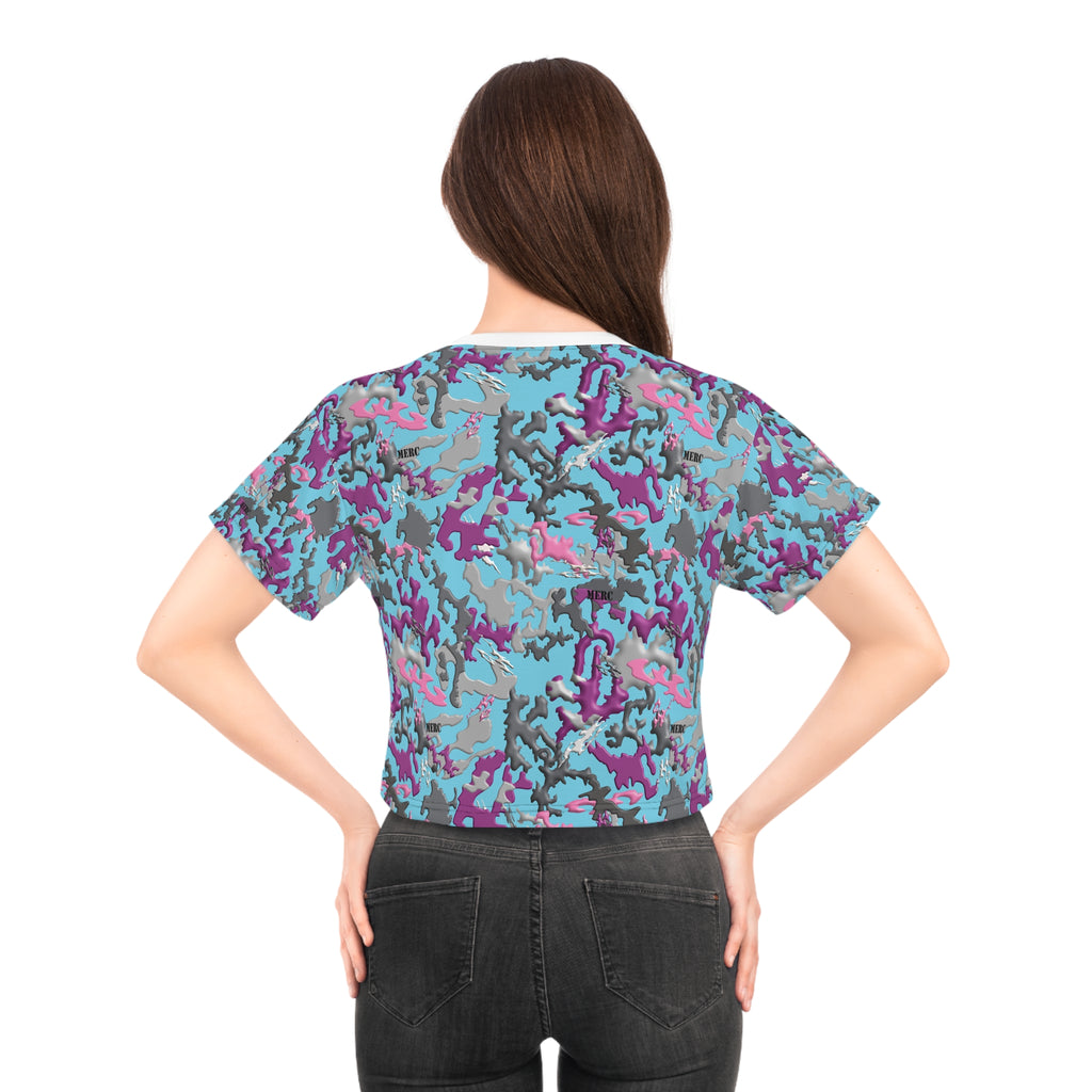Blue Purple Camo Crop Tee