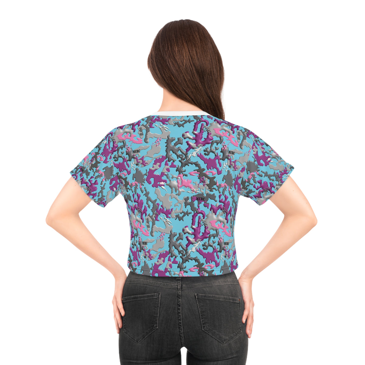 Blue Purple Camo Crop Tee