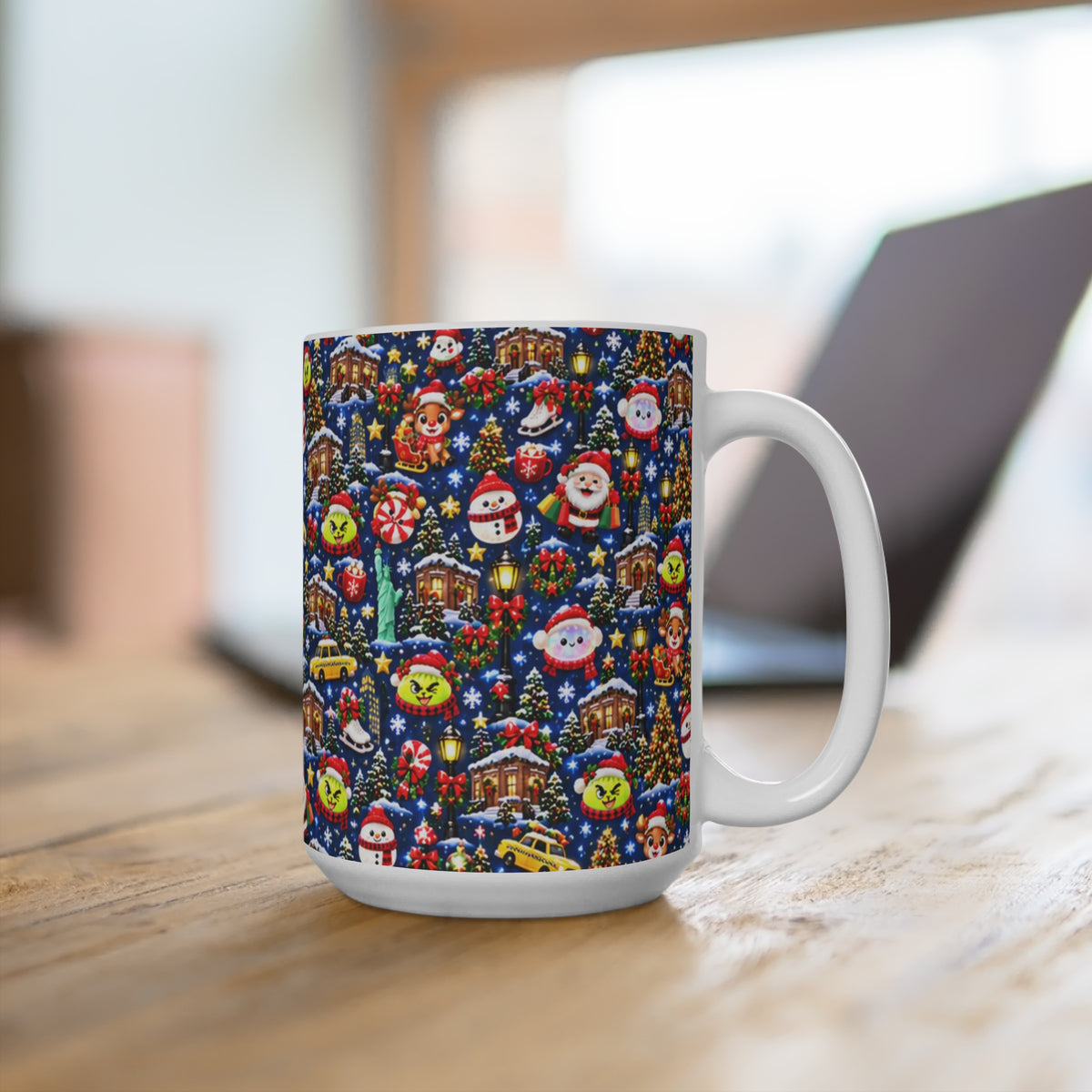 NY Squishy Christmas 15oz  Holiday Mug