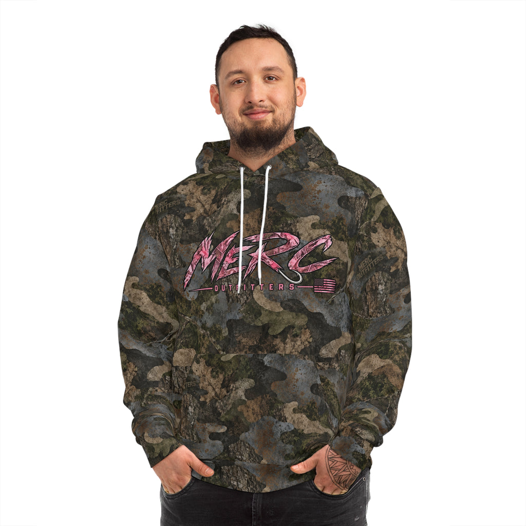 Unisex Pink Retro Script Camo Hoodie
