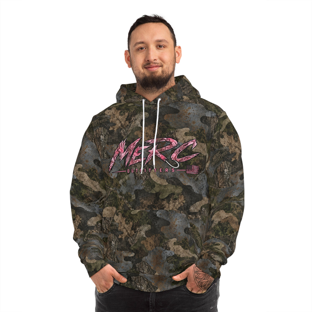 Unisex Pink Retro Script Camo Hoodie
