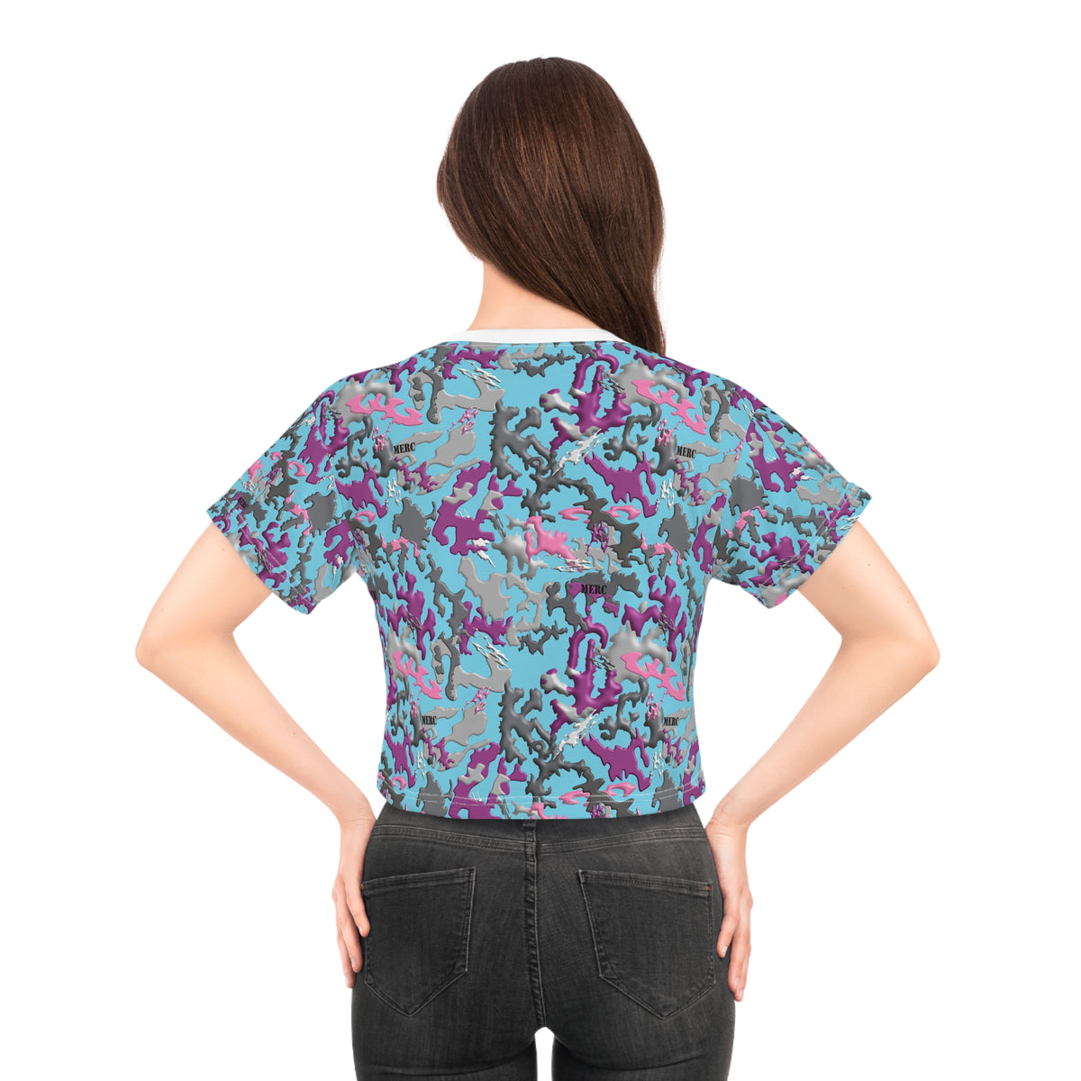 Blue Purple Camo Crop Tee