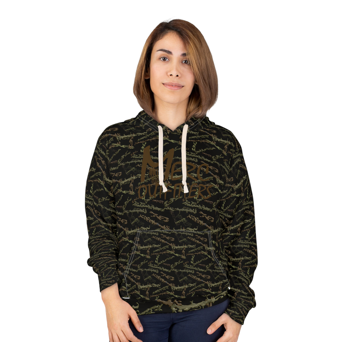 Mossy Camo Twig Pattern Hoodie | All-Over Print Woodland Camo