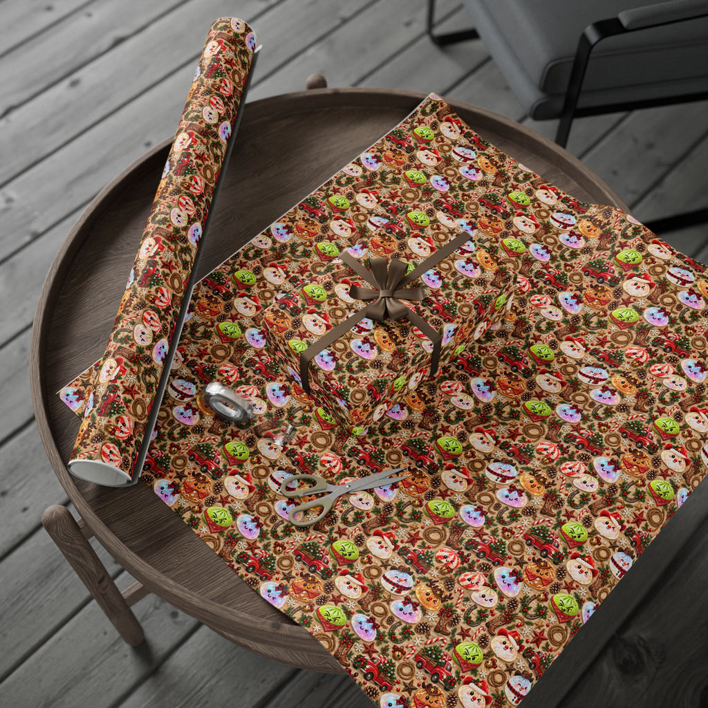 Christmas Gingerbread Pattern Wrapping Paper Roll — Festive Holiday Gift Wrap