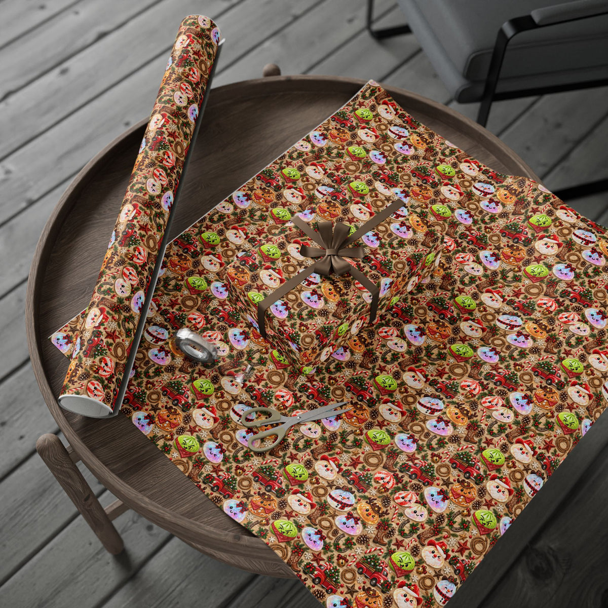 Christmas Gingerbread Pattern Wrapping Paper Roll — Festive Holiday Gift Wrap