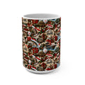 Christmas Birds 15oz Ceramic Mug — Vintage Holiday Robin & Cardinal Pattern