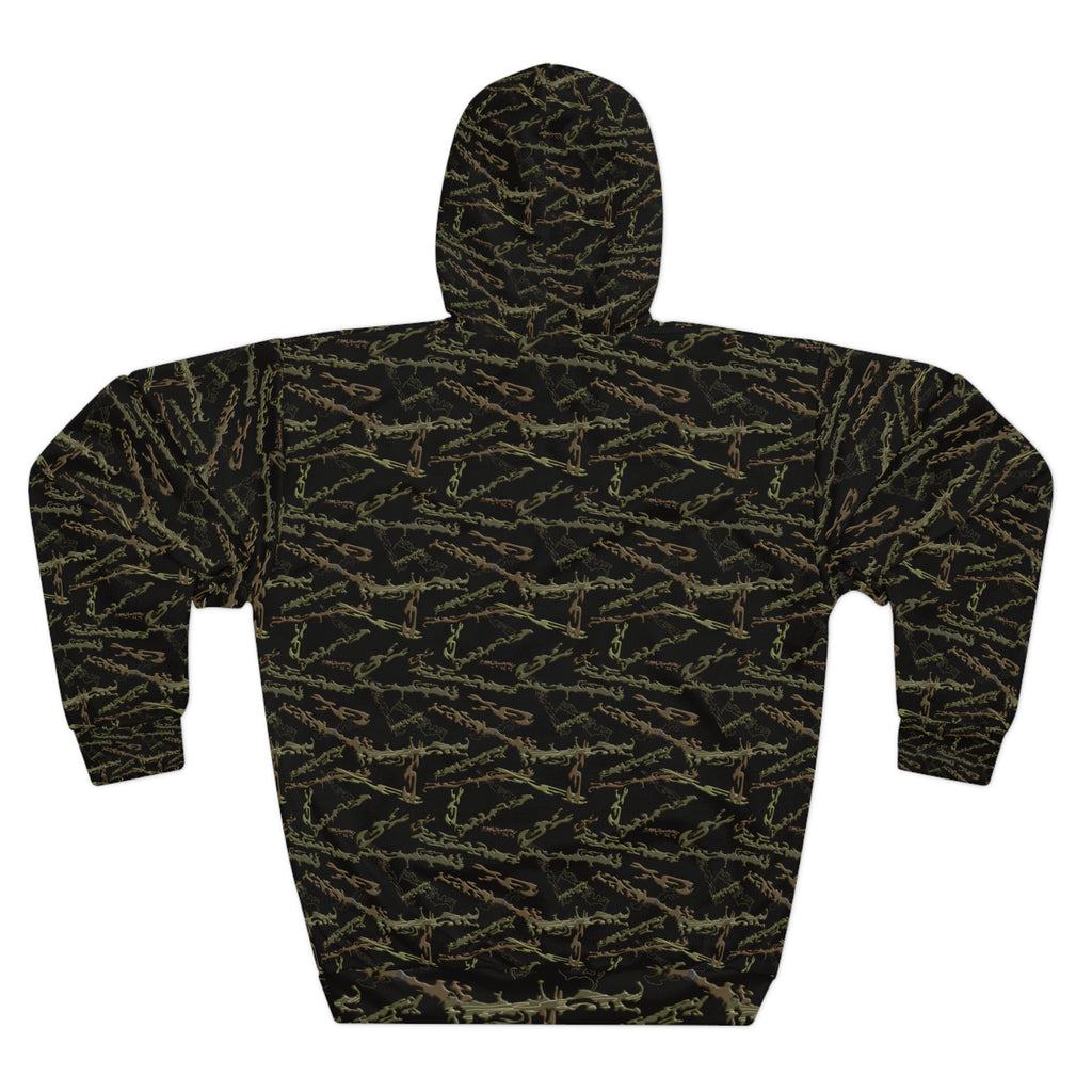 Mossy Camo Twig Pattern Hoodie | All-Over Print Woodland Camo
