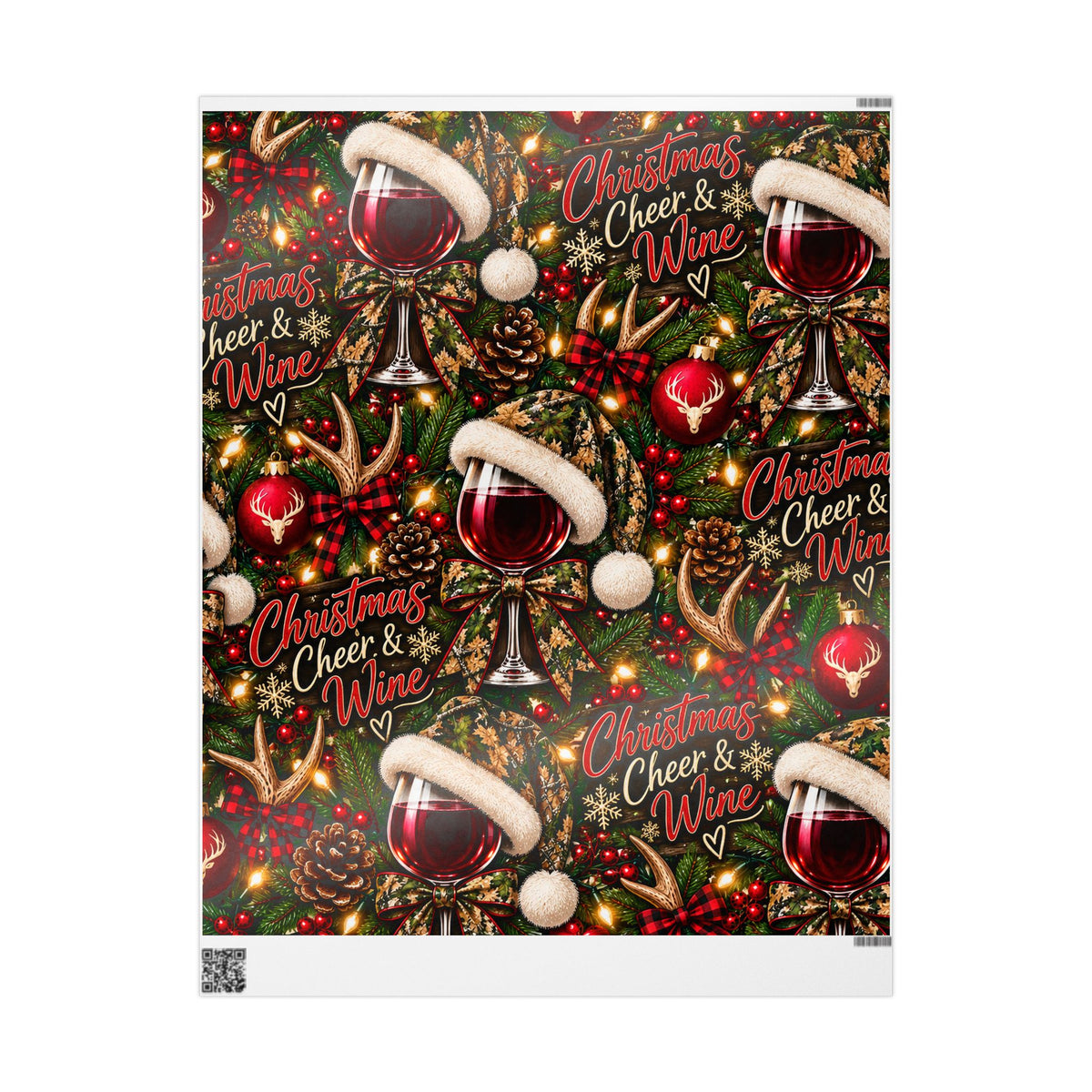 Christmas WINE and CAMO Wrapping Paper Roll