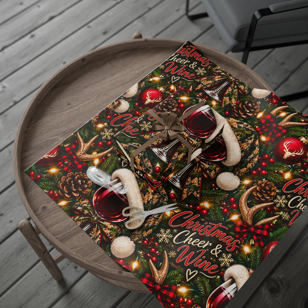 Christmas WINE and CAMO Wrapping Paper Roll