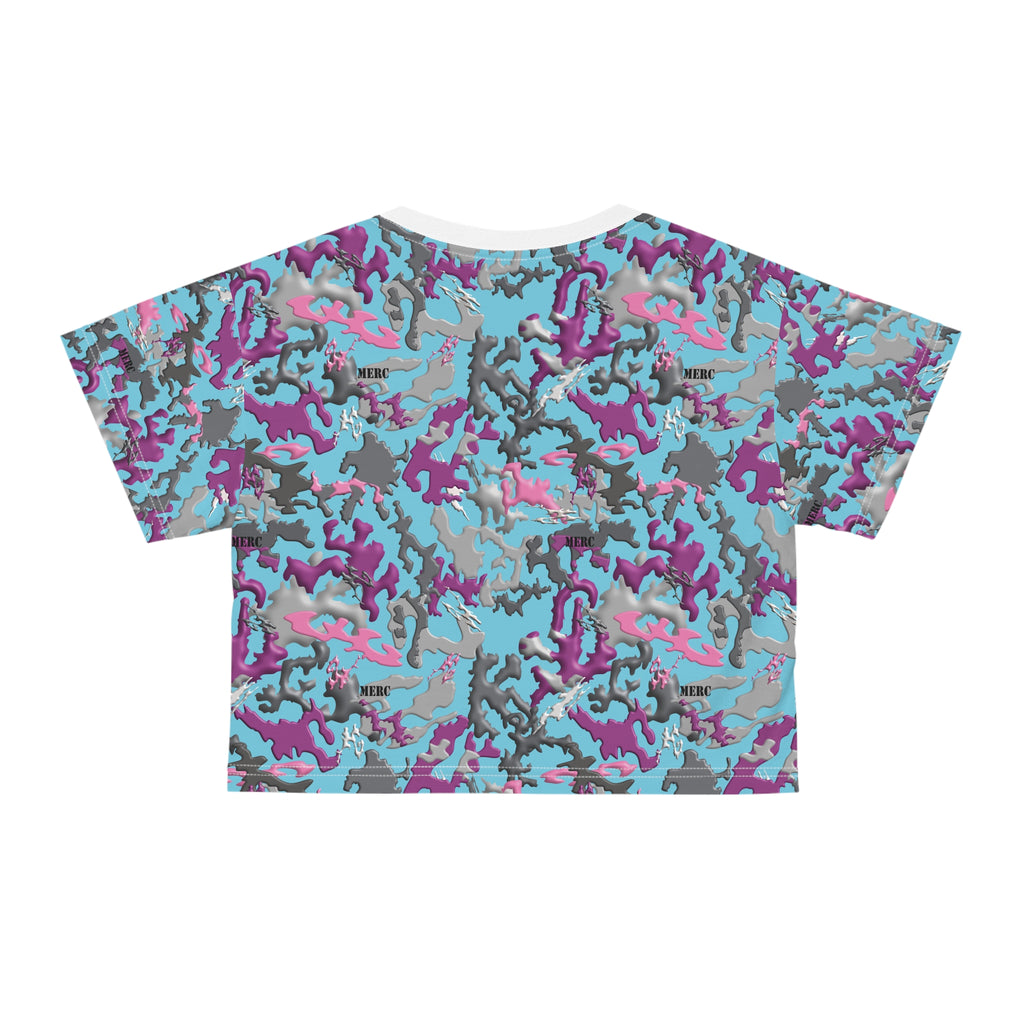 Blue Purple Camo Crop Tee