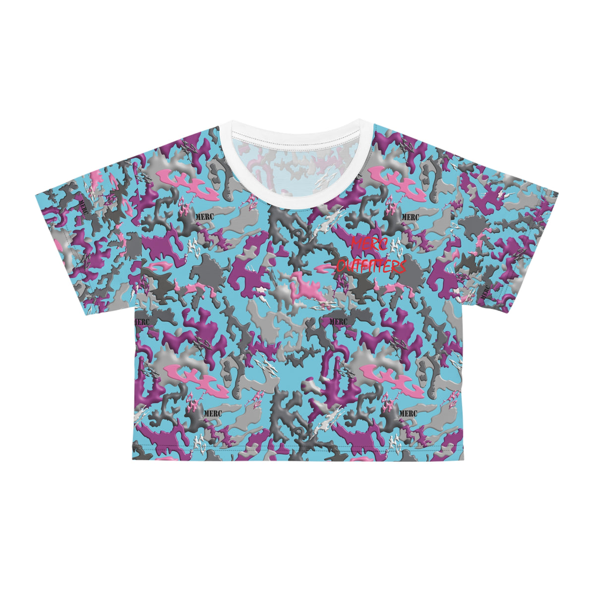 Blue Purple Camo Crop Tee