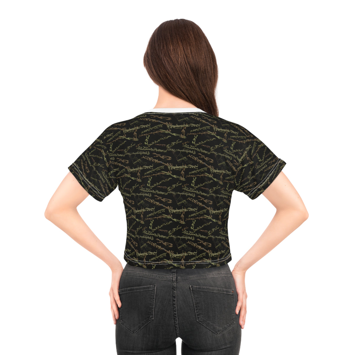 Olive Camo Crop Tee