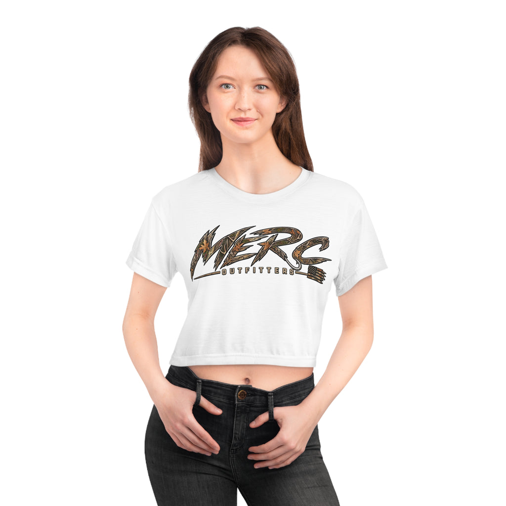 Merc Outfitters logo crop tee | camo distressed graphic top