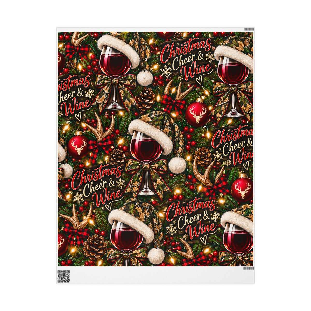 Christmas WINE and CAMO Wrapping Paper Roll