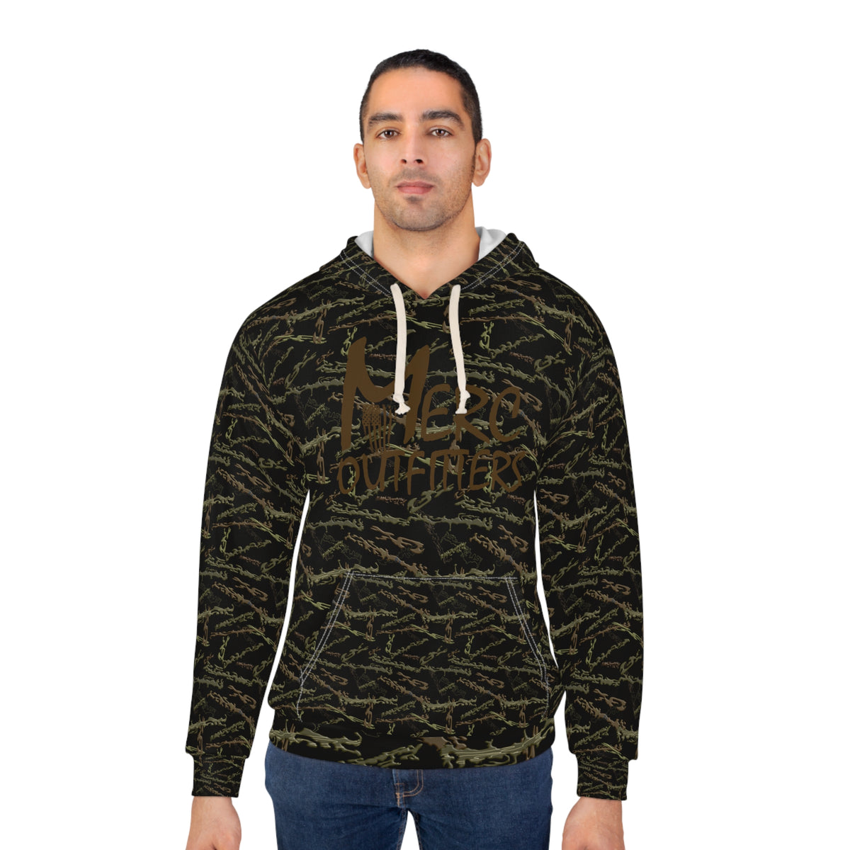 Mossy Camo Twig Pattern Hoodie | All-Over Print Woodland Camo