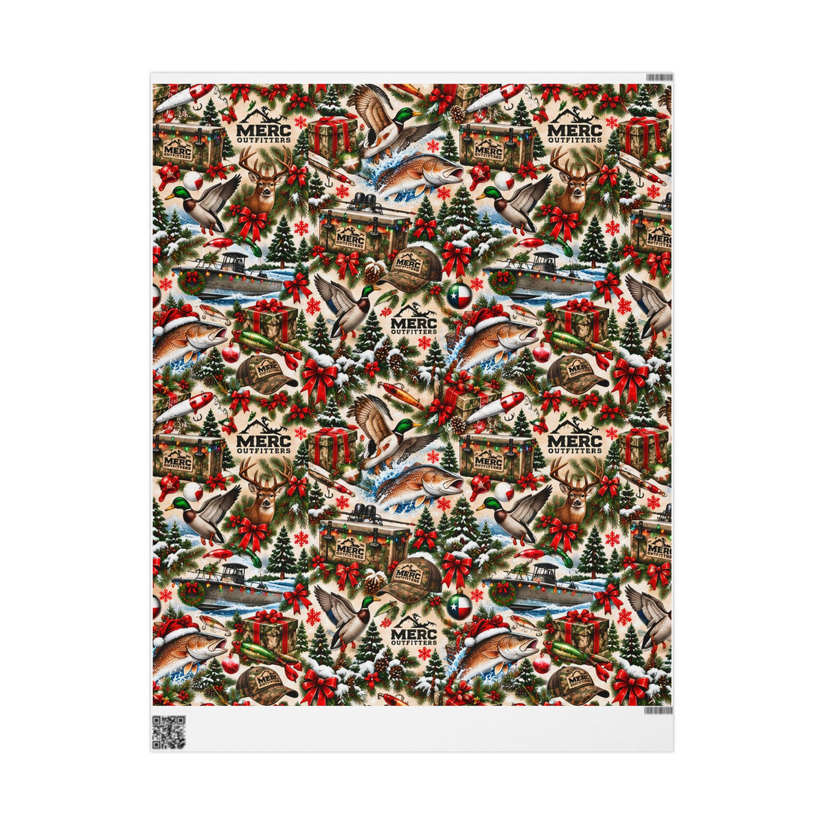 MERC Christmas HUNTING AND FISHING Wrapping Paper Roll