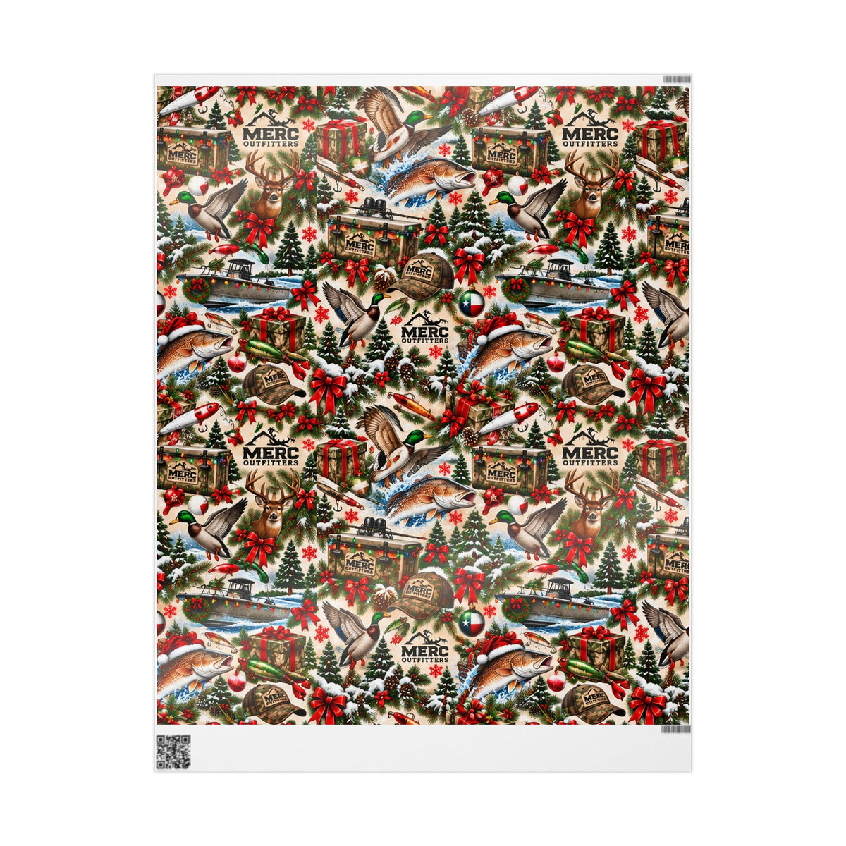 MERC Christmas HUNTING AND FISHING Wrapping Paper Roll