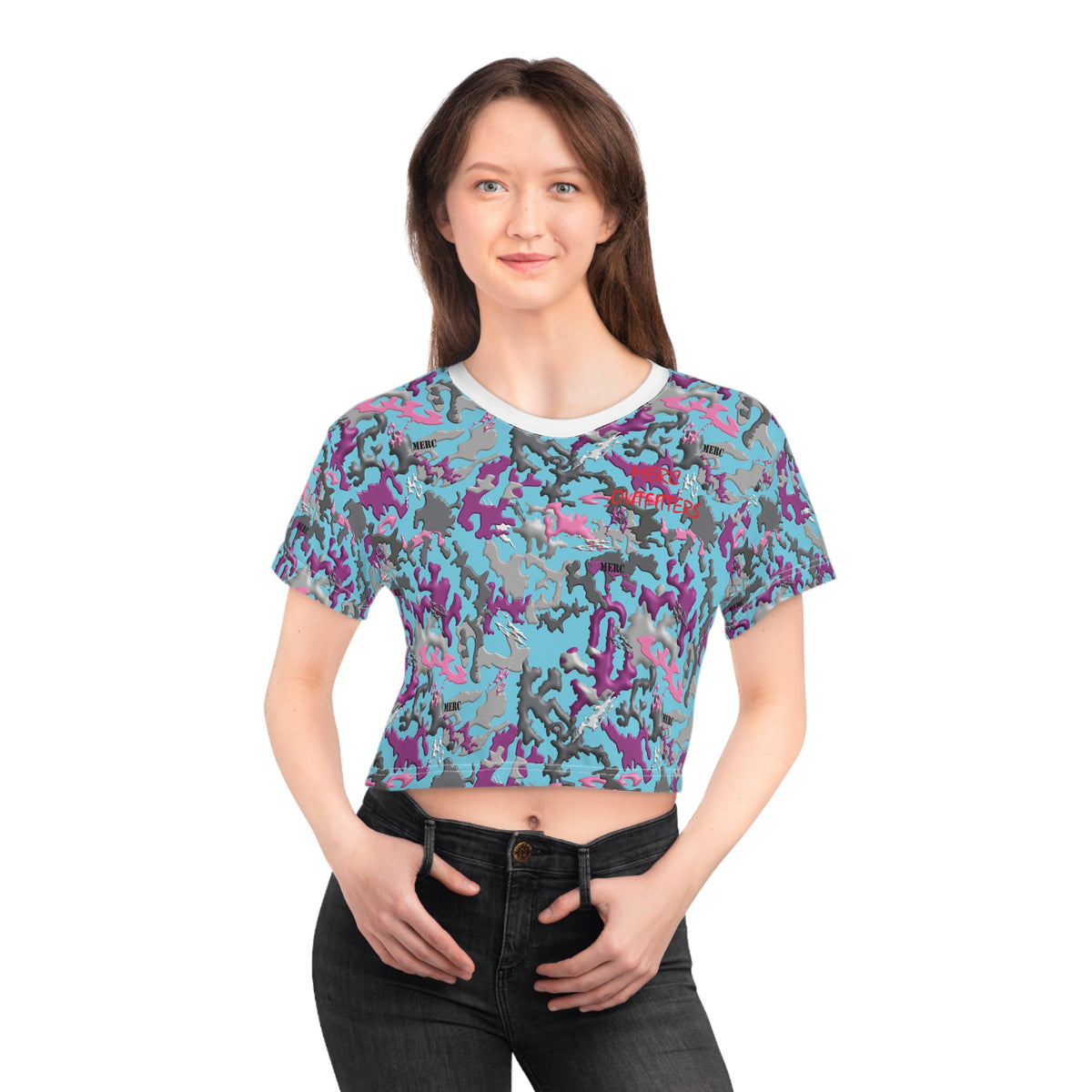 Blue Purple Camo Crop Tee