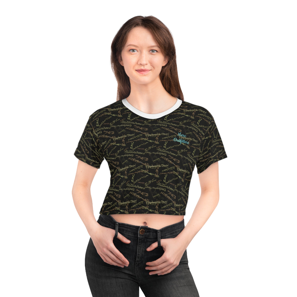Olive Camo Crop Tee