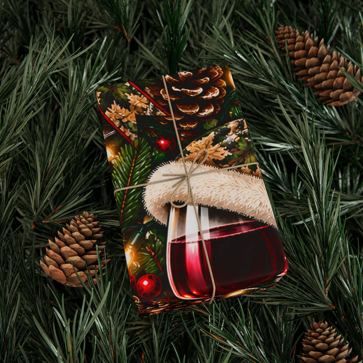 Christmas WINE and CAMO Wrapping Paper Roll