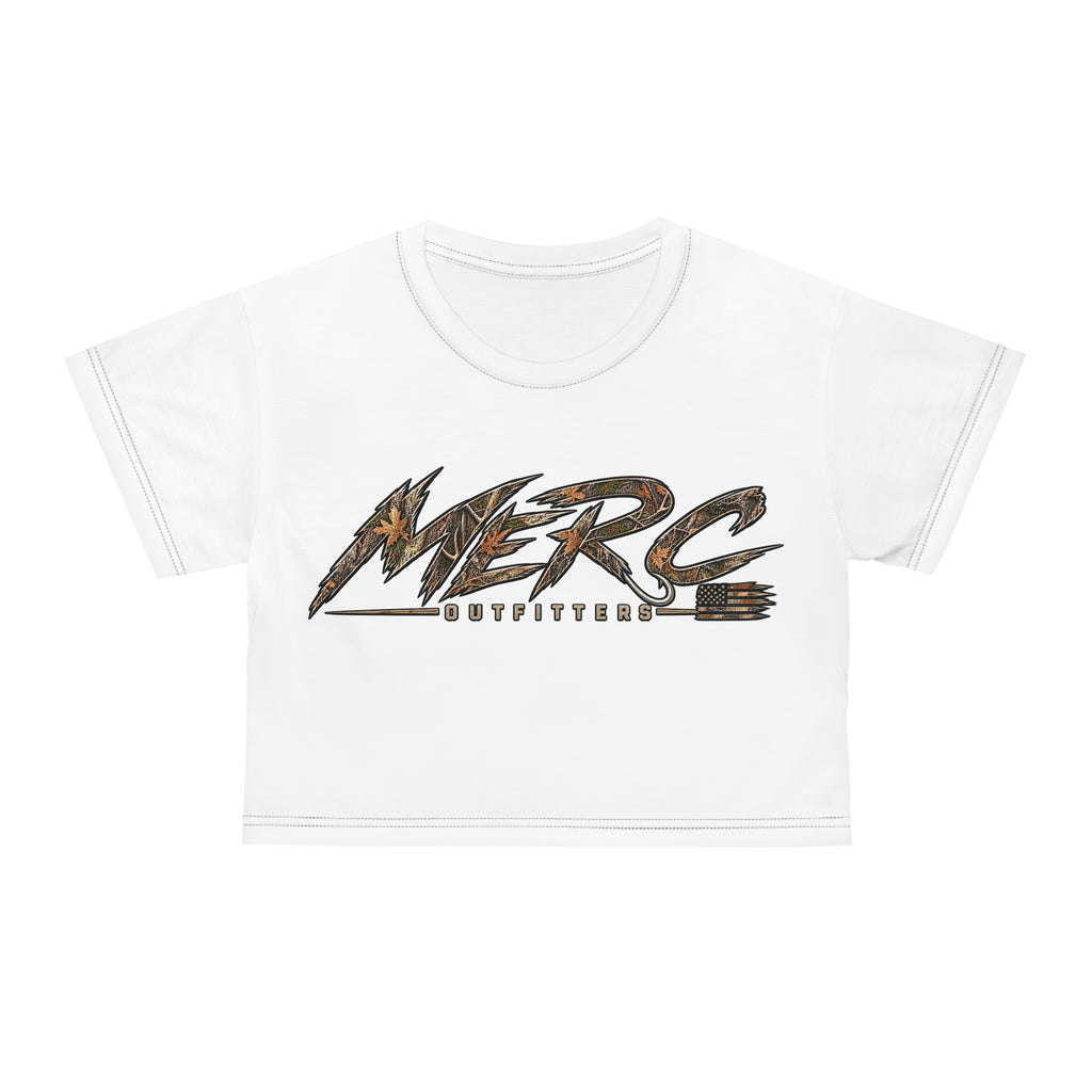 Merc Outfitters logo crop tee | camo distressed graphic top