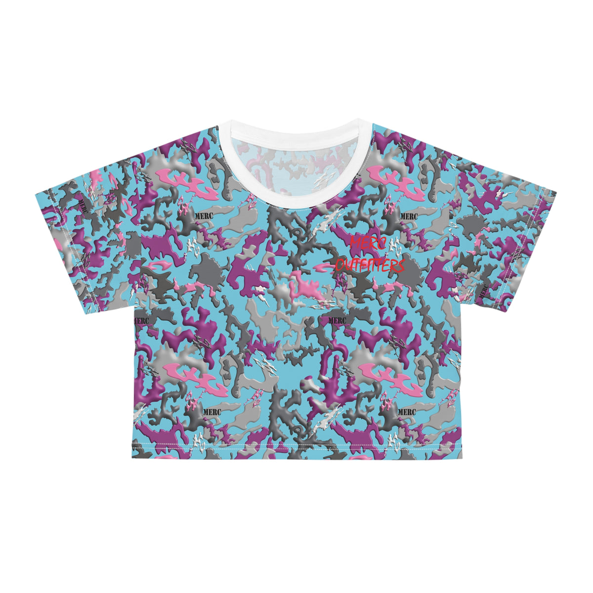 Blue Purple Camo Crop Tee
