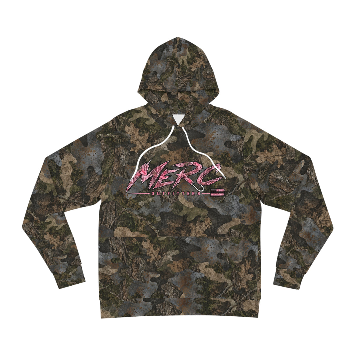 Unisex Pink Retro Script Camo Hoodie