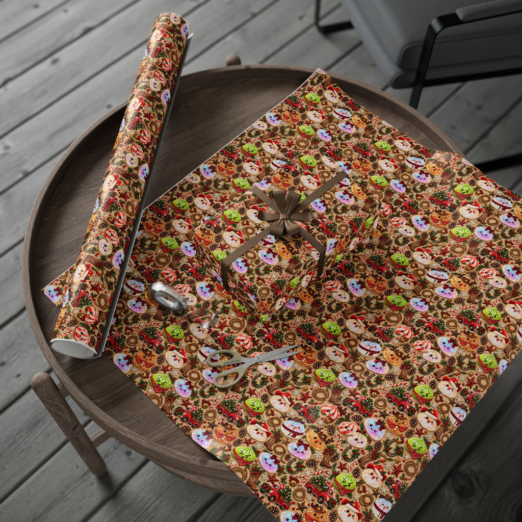 Christmas Gingerbread Pattern Wrapping Paper Roll — Festive Holiday Gift Wrap