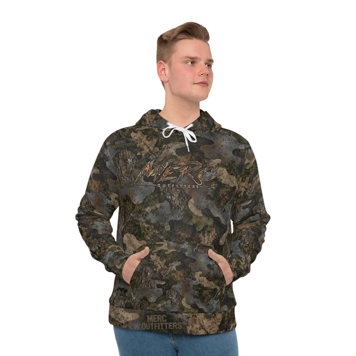 Realistic Woodland Camo Hoodie Sweatshirt